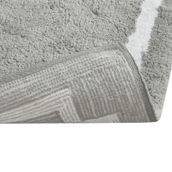 Bathroom Rugs-Kirkland's Home Cotton Tufted Bath Runner With Border Gray