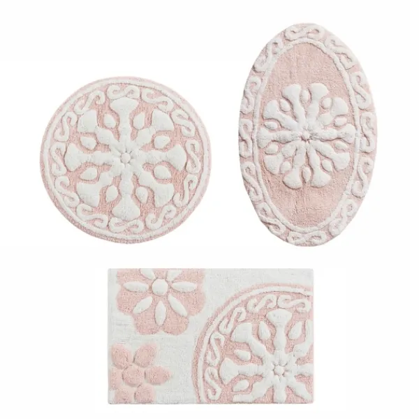 Bathroom Rugs-Kirkland's Home Cotton Tufted Medallion Bath Mat, 25 In. Pink