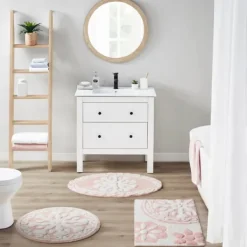 Bathroom Rugs-Kirkland's Home Cotton Tufted Medallion Bath Mat, 25 In. Pink