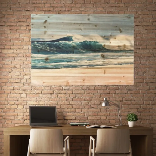 Wall Plaques-Kirkland's Home Crashing Waves Wood Wall Plaque Blue