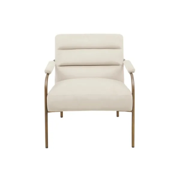Accent Chairs-Kirkland's Home Cream And Gold Channeled Accent Chair Ivory