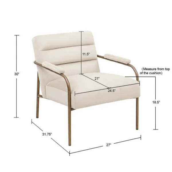 Accent Chairs-Kirkland's Home Cream And Gold Channeled Accent Chair Ivory