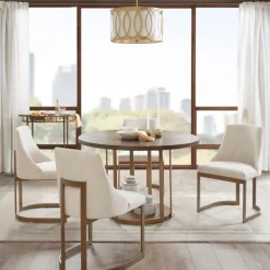 Dining Chairs-Kirkland's Home Cream And Gold Modern Dining Chairs, Set Of 2 Tan