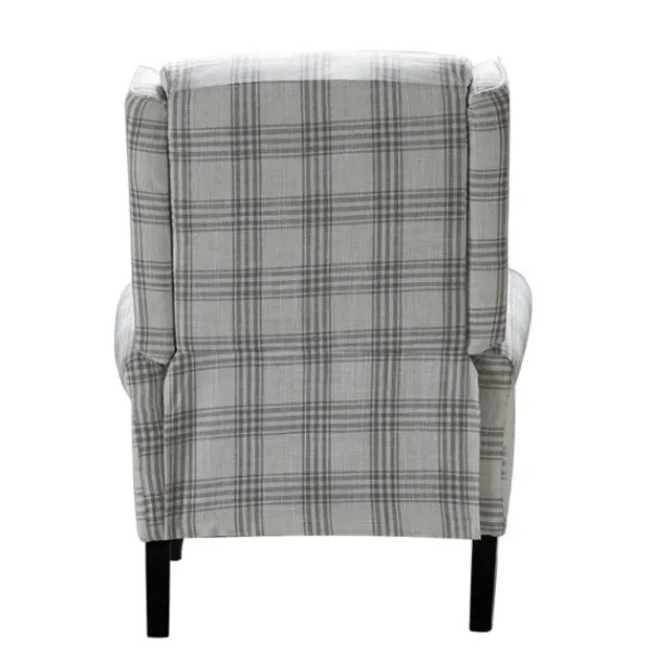 Accent Chairs-Kirkland's Home Cream And Gray Plaid Traditional Recliner Gray/White