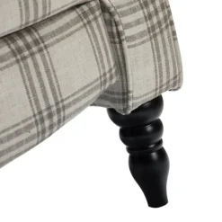 Accent Chairs-Kirkland's Home Cream And Gray Plaid Traditional Recliner Gray/White