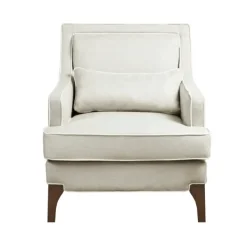 Accent Chairs-Kirkland's Home Cream And White Contrast Welting Accent Chair Ivory
