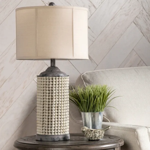 Table Lamps-Kirkland's Home Cream Beaded Table Lamp Tan