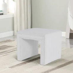 Benches & Ottomans-Kirkland's Home Cream Boucle Arch Ottoman White