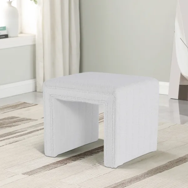 Benches & Ottomans-Kirkland's Home Cream Boucle Arch Ottoman White