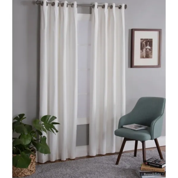 Curtains & Drapes-Kirkland's Home Cream Box Pleated Single Curtain Panel, 84 In. White