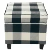 Benches & Ottomans-Kirkland's Home Cream Buffalo Plaid Upholstered Storage Ottoman Black/White