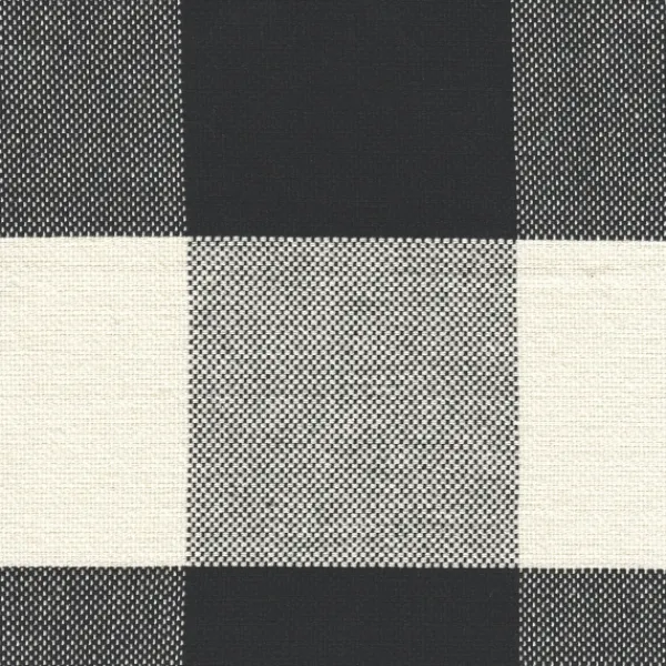 Benches & Ottomans-Kirkland's Home Cream Buffalo Plaid Upholstered Storage Ottoman Black/White