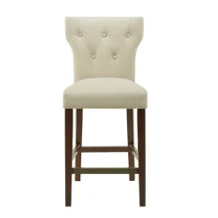 Bar Stools & Counter Height Stools-Kirkland's Home Cream Button Tufted Back Counter Stool Ivory
