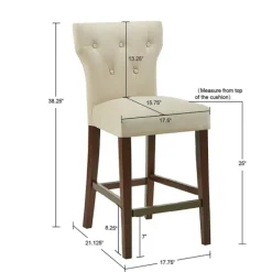 Bar Stools & Counter Height Stools-Kirkland's Home Cream Button Tufted Back Counter Stool Ivory