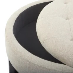 Benches & Ottomans-Kirkland's Home Cream Button Tufted Storage Ottoman Ivory