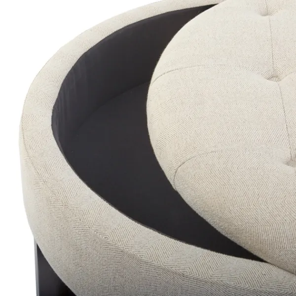 Benches & Ottomans-Kirkland's Home Cream Button Tufted Storage Ottoman Ivory