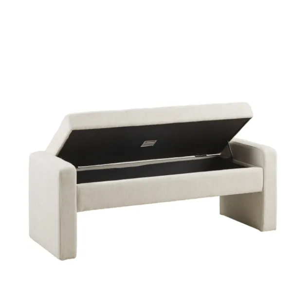Benches & Ottomans-Kirkland's Home Cream Button Tufted Upholstered Storage Bench Ivory