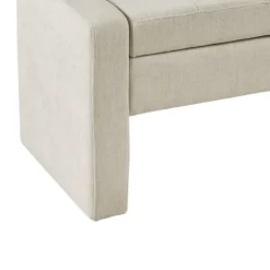 Benches & Ottomans-Kirkland's Home Cream Button Tufted Upholstered Storage Bench Ivory