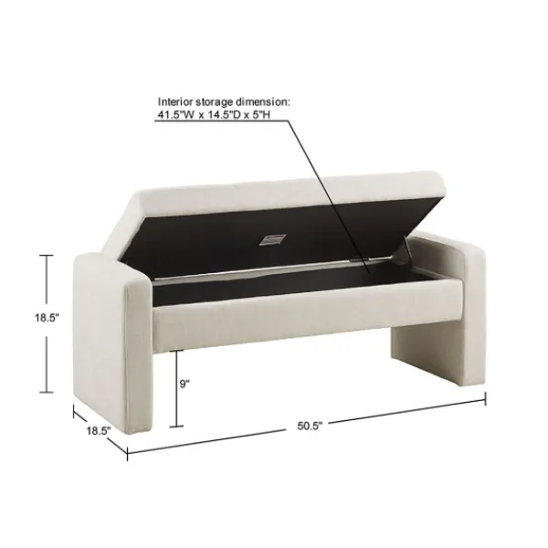 Benches & Ottomans-Kirkland's Home Cream Button Tufted Upholstered Storage Bench Ivory