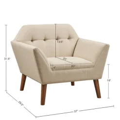 Accent Chairs-Kirkland's Home Cream Button Tufted Upholstered Accent Chair Tan