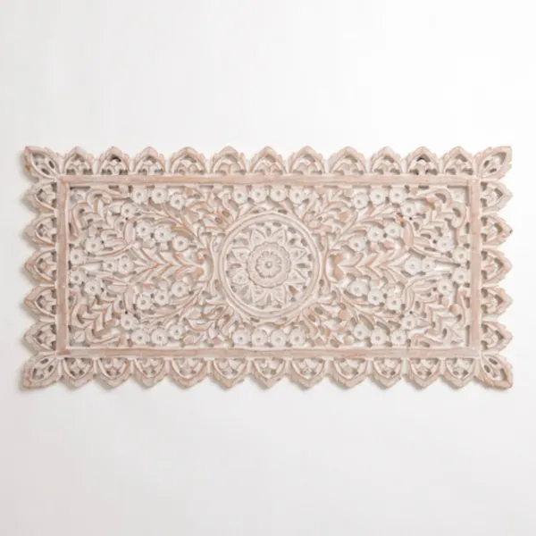 Wall Plaques-Kirkland's Home Cream Carved Wooden Wall Plaque White