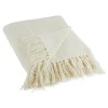 Blankets & Throws-Kirkland's Home Cream Chenille Fringe Throw Ivory