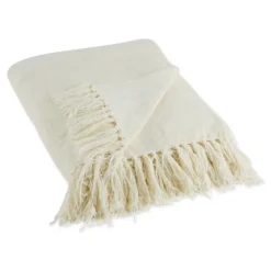 Blankets & Throws-Kirkland's Home Cream Chenille Fringe Throw Ivory