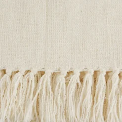 Blankets & Throws-Kirkland's Home Cream Chenille Fringe Throw Ivory
