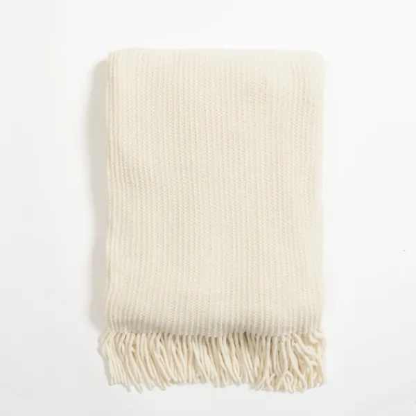 Blankets & Throws-Kirkland's Home Cream Chenille Ribbed Throw Ivory