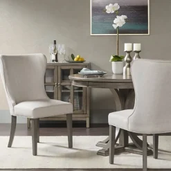 Dining Chairs-Kirkland's Home Cream Curved Back Upholstered Dining Chair Ivory