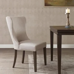 Dining Chairs-Kirkland's Home Cream Curved Back Upholstered Dining Chair Ivory