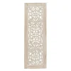 Wall Plaques-Kirkland's Home Cream Distressed Carved Floral Wall Plaque Tan/White