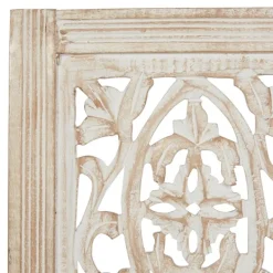 Wall Plaques-Kirkland's Home Cream Distressed Carved Floral Wall Plaque Tan/White