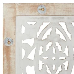 Wall Plaques-Kirkland's Home Cream Distressed Carved Floral Wall Plaque Tan/White