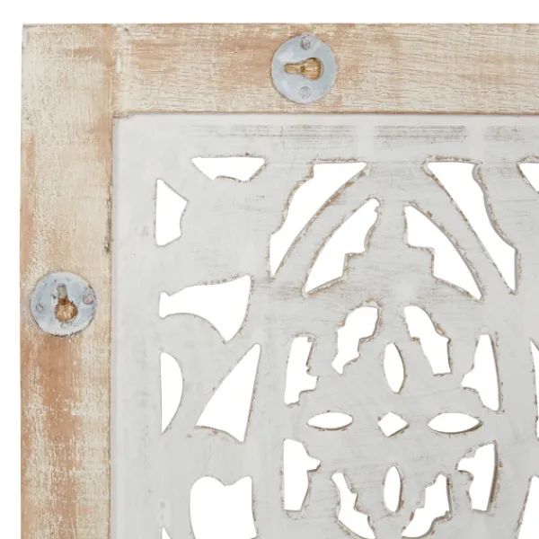 Wall Plaques-Kirkland's Home Cream Distressed Carved Floral Wall Plaque Tan/White