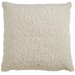 Pillows-Kirkland's Home Cream Faux Lamb Fur Pillow White