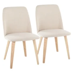 Dining Chairs-Kirkland's Home Cream Faux Leather Wood Dining Chairs, Set Of 2 White