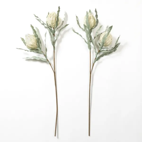 Stems & Bouquets-Kirkland's Home Cream Foam Protea Stem Ivory/Green