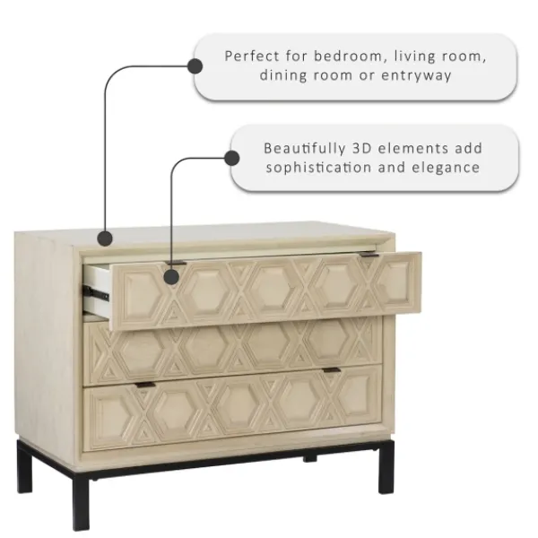 Cabinets & Sideboards-Kirkland's Home Cream Geometric Overlay Chest