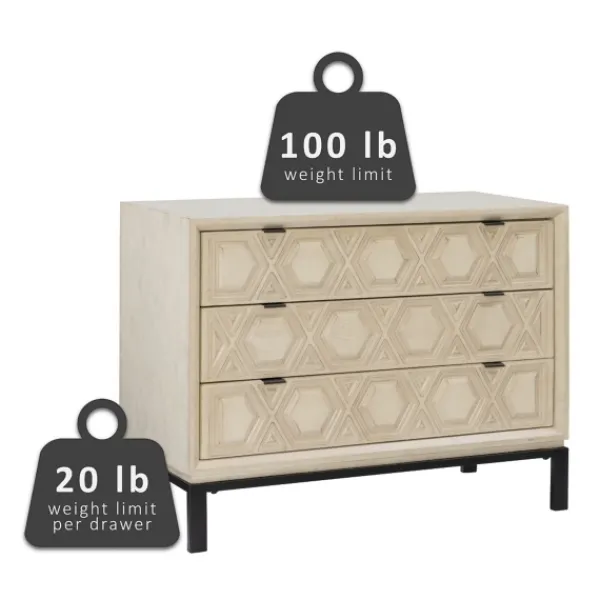 Cabinets & Sideboards-Kirkland's Home Cream Geometric Overlay Chest