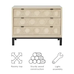 Cabinets & Sideboards-Kirkland's Home Cream Geometric Overlay Chest