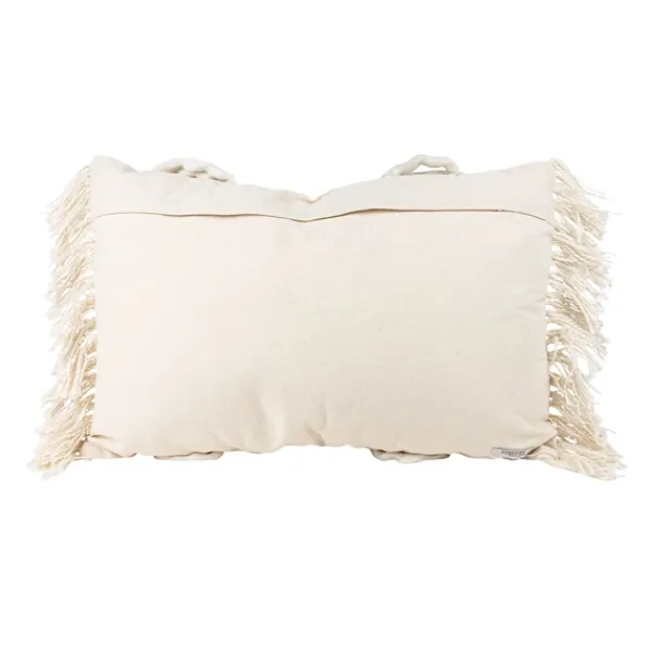 Pillows-Kirkland's Home Cream Hand Woven Fringe Ends Lumbar Pillow Ivory