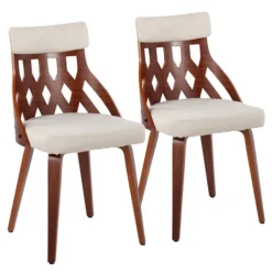 Dining Chairs-Kirkland's Home Cream Lattice Back 2-Pc. Dining Chair Set White