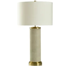 Table Lamps-Kirkland's Home Cream Leather And Gold Table Lamp Ivory