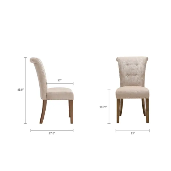 Dining Chairs-Kirkland's Home Cream Linen Rolled Back Dining Chairs, Set Of 2 Ivory