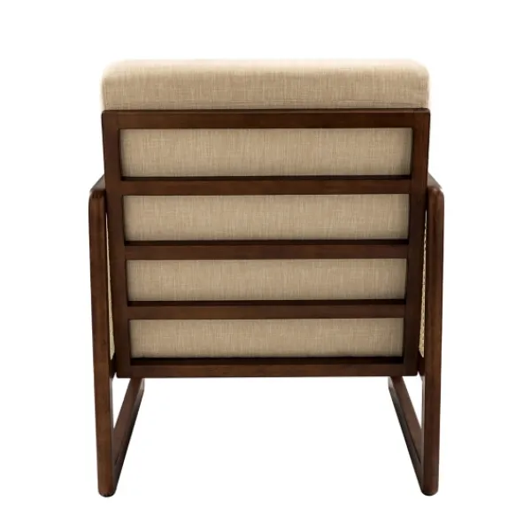 Accent Chairs-Kirkland's Home Cream Mahogany Finish Cane Panel Accent Chair White