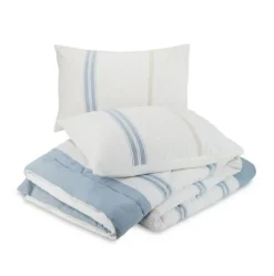 Comforters-Kirkland's Home Cream Mason Full/Queen 3-Pc. Comforter Set Blue