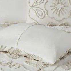 Comforters-Kirkland's Home Cream Medallion California King Comforter Set White