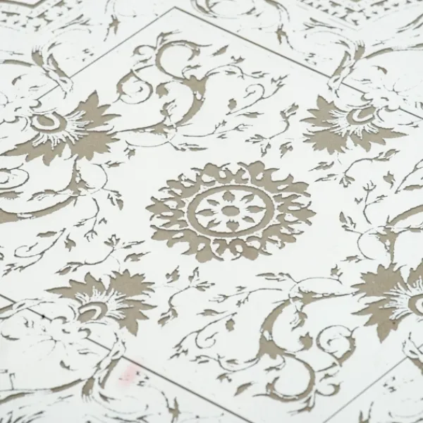 Decorative Trays-Kirkland's Home Cream Moroccan Pattern Tray With Gold Edges White