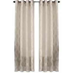 Curtains & Drapes-Kirkland's Home Cream Ogival Sheer Single Curtain Panel, 84 In. Ivory